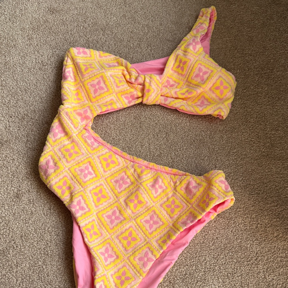 Pink Lily Yellow and Pink One Piece Swimsuit